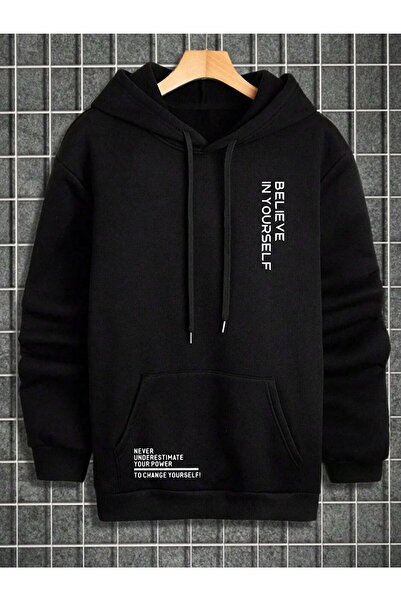 Mythologie Believe Yourself Світшот - Чорний з принтом Oversize з капюшоном