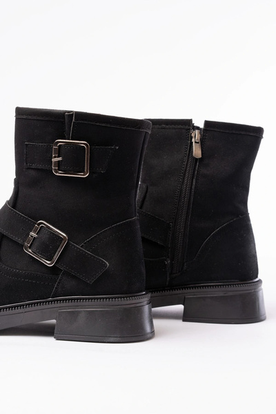 DEAG 02-2014 Black Suede Daily Women's Boots with Buckle Accessories