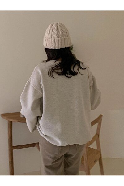 Mythologie Φούτερ University 97 - Γκρι εμπριμέ Oversize βολάν λαιμόκοψη