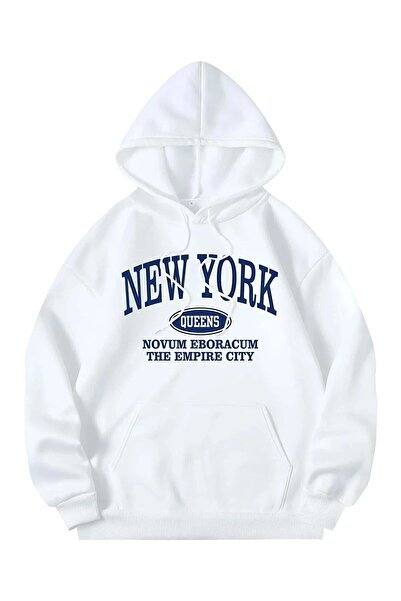 SeusCraft Unisex Oversize Φούτερ με κουκούλα New York Queens