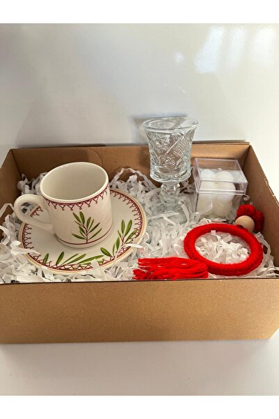 adin tasarım Single Person Cup Set 6 Pieces Christmas Coffee Cup Keychain Candle Cup Gift Set with Tree