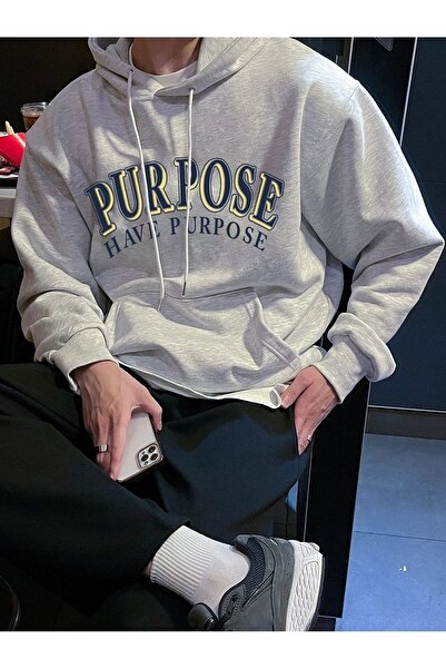 Mythologie Φούτερ για χρήση - Γκρι εμπριμέ κουκούλα με κορδέλα υπερμεγέθη