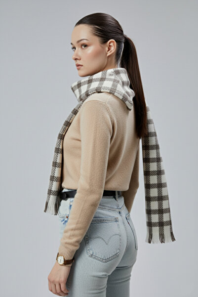 derikem Γυναικείο χειμερινό σάλι με απαλή υφή καρό μοντέλο