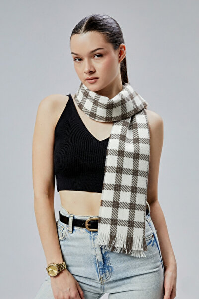 derikem Γυναικείο χειμερινό σάλι με απαλή υφή καρό μοντέλο