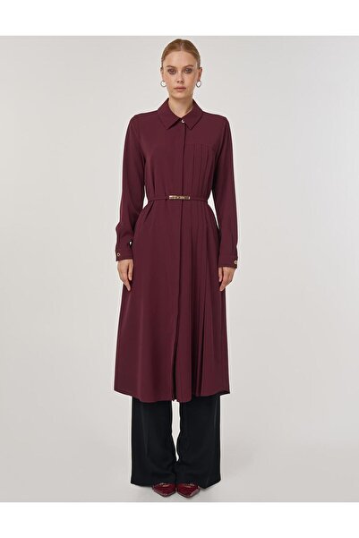 Kayra Pileli Uzun Tunik Bordo