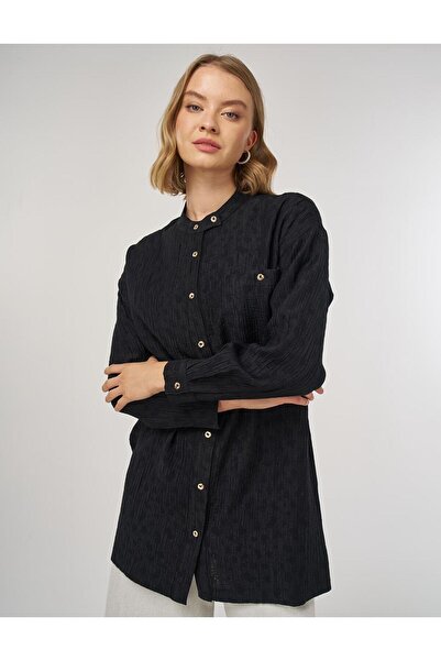 Kayra Hakim Yaka Lyocell Bluz Siyah
