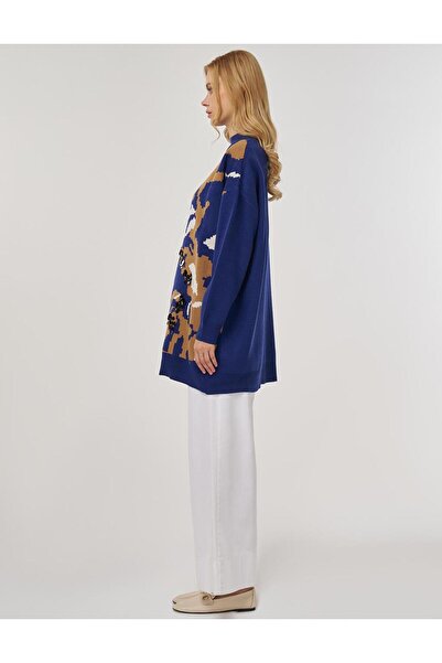 Kayra Abstract Pattern Knitwear Tunic Indigo