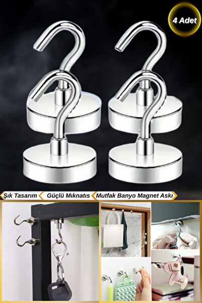 Hane Dostu 4 Adet Şık Tasarım Güçlü Mıknatıs Manyetik Mutfak Banyo Magnet Askı