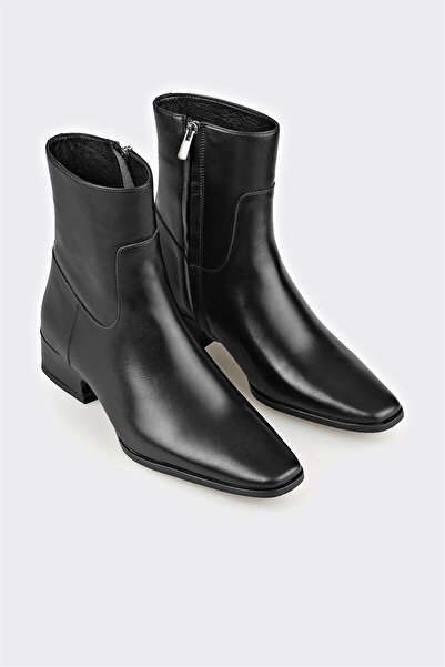 Elle Shoes Siyah Deri Kadın Klasik Bot