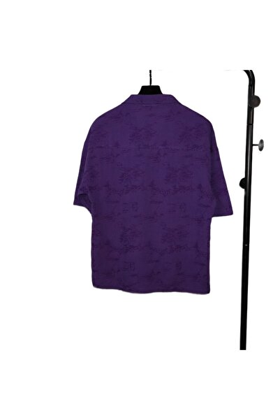 Red Planet Oversized Men’s Short Sleeve Shirt with Embroidery