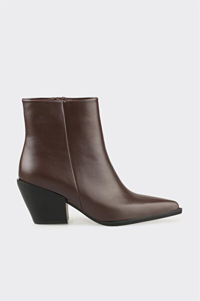 Elle Shoes Kahve Deri Kadın Western Bot