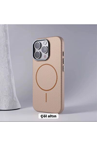 DGN İphone 15 Pro Max Uyumlu Kamera Çıkıntılı Magsafe Şarj Özellikli Karbon F...