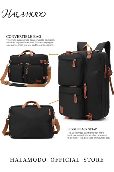 HALAMODO حقيبة ظهر قابلة للتحويل، حقيبة كتف رسول، حقيبة كمبيوتر محمول، حقيبة يد، حقيبة كمبيوتر، حقيبة عمل