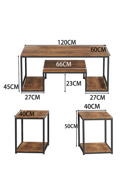 VariFurnx 120*60*45cm 3pcs Coffee Table Set Side Table Double Layer Home Sofa Center Table For Living Room