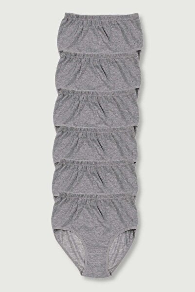 Zulu Ticaret Tutku-Women's Gray 6-Pack Ribana Bato Panties Elf568T0922Ccm6