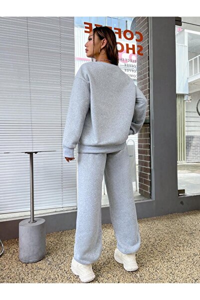 Mythologie بدلة رياضية من ميشيغان 1898 - طقم رياضي من الأسفل باللون الرمادي - طقم رياضي من الأسفل برقبة دائرية