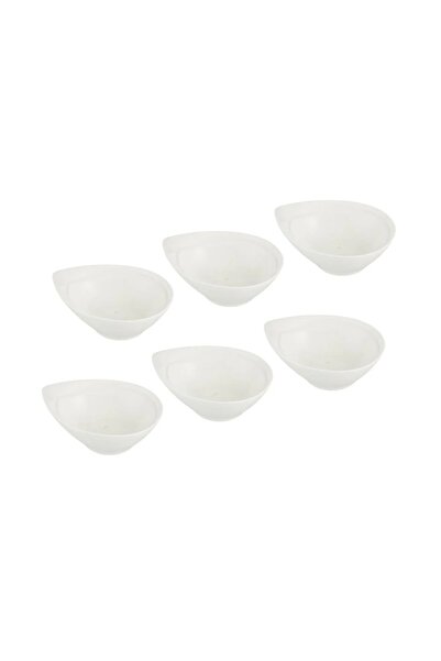ORIAN 6-piece white porcelain teardrop-shaped yogurt sauce set, 10 cm