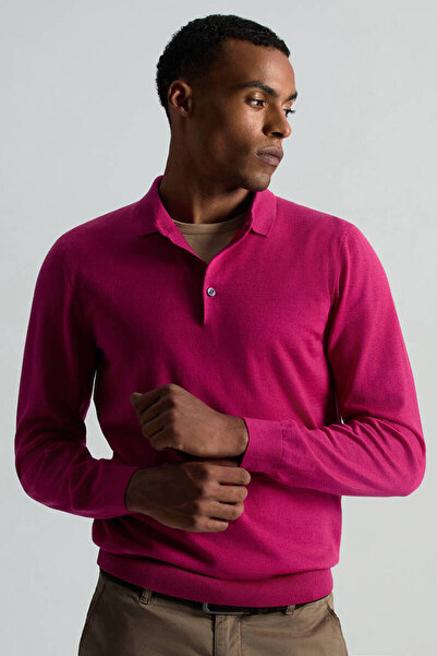 Hemington Merino Yünü Polo Yaka Fuşya Triko