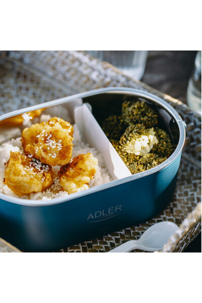 adler Cutie electrică de prânz AD 4505, 800 ml, Până la 50°C, Recipient alimentar din oțel, Albastru