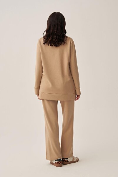 ALLDAY Μπεζ-μαλακό φούτερ με χρυσά κουμπιά