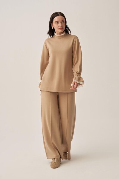 ALLDAY Beige-Soft Textured Fisto Garnili Pants Suit