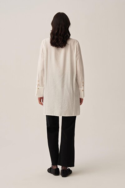 ALLDAY White-Wrinkled Effect Stylish Poplin Shirt