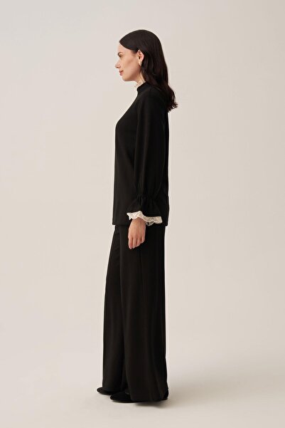 ALLDAY Siyah-Yumuşak Dokulu Fisto Garnili Pantolonlu Takım