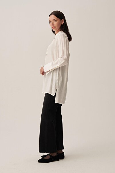 ALLDAY White-Wrinkled Effect Stylish Poplin Shirt