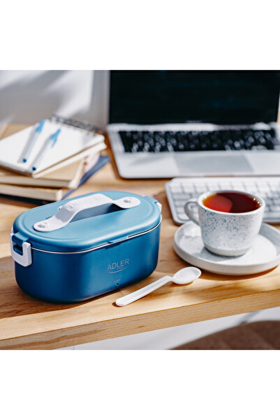 adler Cutie electrică de prânz AD 4505, 800 ml, Până la 50°C, Recipient alimentar din oțel, Albastru
