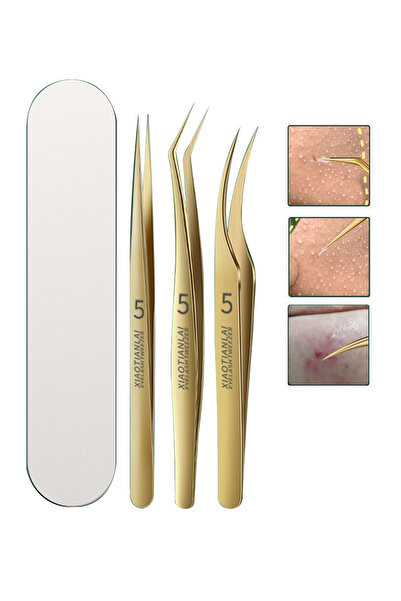 XIAOTIANLAI مجموعة ملاقط دقيقة مكونة من 3 قطع، ملقط مستقيم من الفولاذ المقاوم...