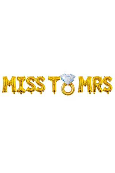 Flippy Set Metallic Foil Balloons, Flippy, Miss to Mrs Wedding Ring Design, 40 cm Letters, Love Theme, Part