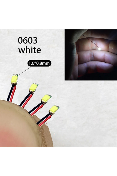 choice2 0603 أبيض 40 قطعة/الوحدة 0402 0603 0805 1206 سلك LED SMD لقطار نموذج HO N OO مقياس أحمر أسود خط P