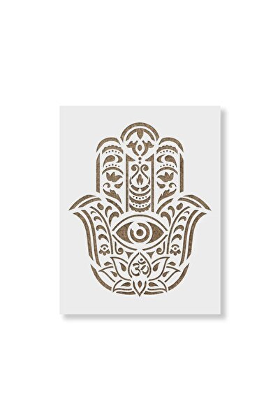 Maxrom Stencil Wall Painting, Plaster x0.7mm Hamsa Palm Mandala Reusable, model MXSP7143, 600 x 600 mm