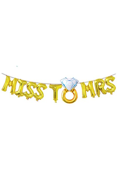 Flippy Set Metallic Foil Balloons, Flippy, Miss to Mrs Wedding Ring Design, 40 cm Letters, Love Theme, Part