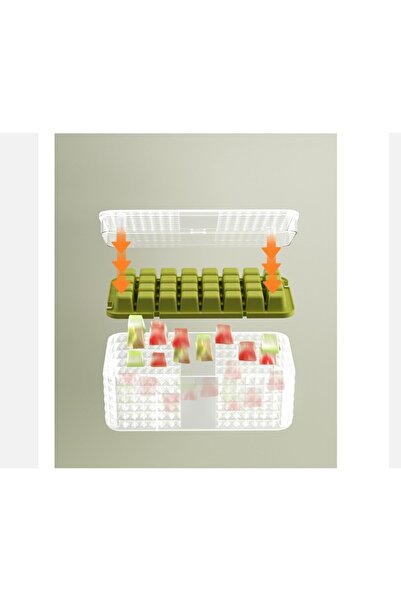 Flippy Set 3 ice cube molds and storage container Flippy, 96 cubes, green