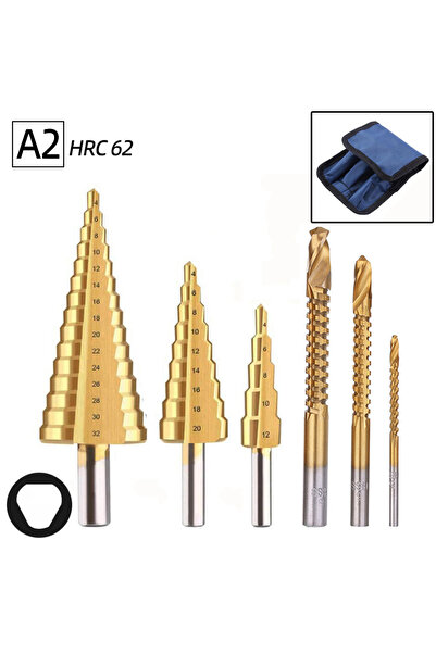 Choice10 A2 Step Drill Bit Saw Drill Bit Set Titanium 4-12 4-20 4-32mm Wood M...
