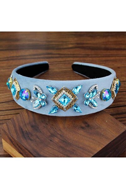 Pursehuit Bandă de păr cu strasuri albastre Jobina C1
