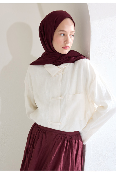 Freshscarfs Modal Checked Shawl Burgundy