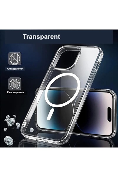 bzstore Protective Case compatible with Apple iPhone 15 Pro, MagSafe, Large Camera Cutout, Transparen