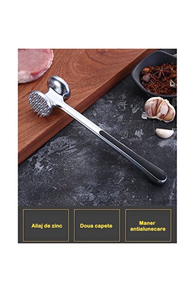 Flippy Σφυρί για κρέας και μπριζόλα Flippy, κράμα ψευδαργύρου, δύο κεφαλών, 22 cm, ασημί