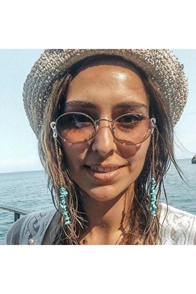 Pursehuit Αλυσίδα γυαλιών, χρυσή, με τιρκουάζ πέτρες, Sussy C1