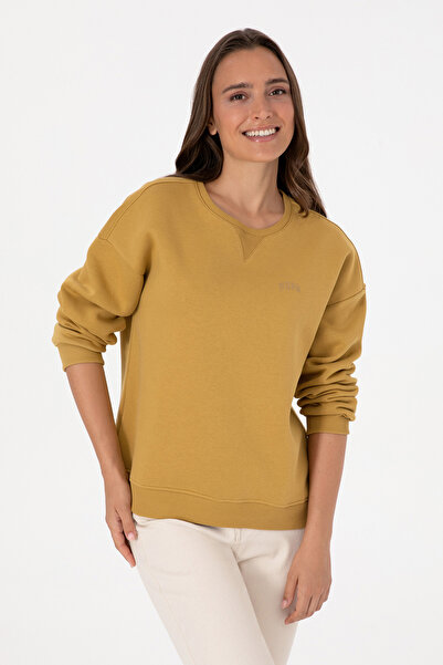 U.S. Polo Assn. Kadın Camel Şardonlu Bisiklet Yaka Basic Sweatshırt 50313586-...