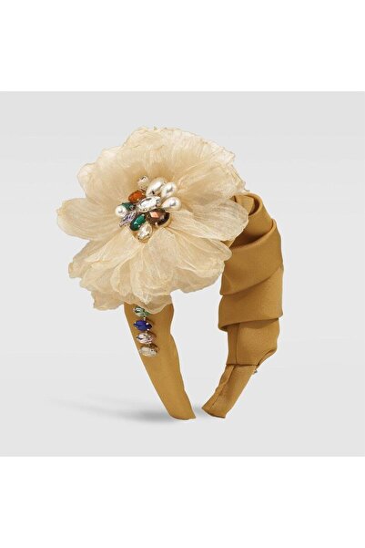 Pursehuit Bentiță galbenă, cu floare bej și pietre multicolore, Thale C1