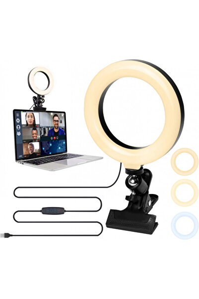 Katomi Lampă videoconferință, LED, încărcare USB, neagră, 15,2 cm