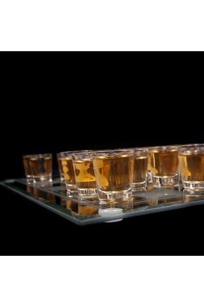 dalip glass chess game with shot glasses, 35x35 cm, transparent