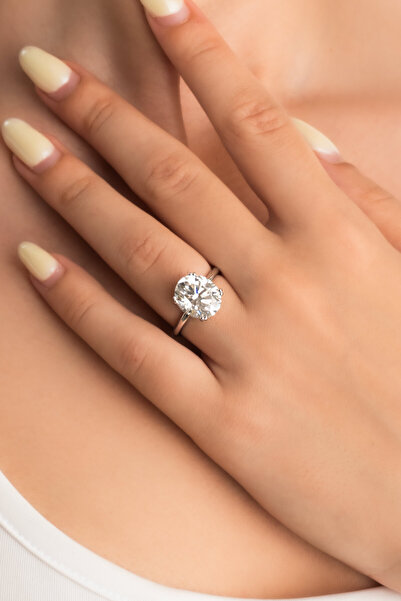 So CHIC... Mozanit Rüyası 18 Ayar Beyaz Altın Kaplama Gümüş Tektaş Yüzük