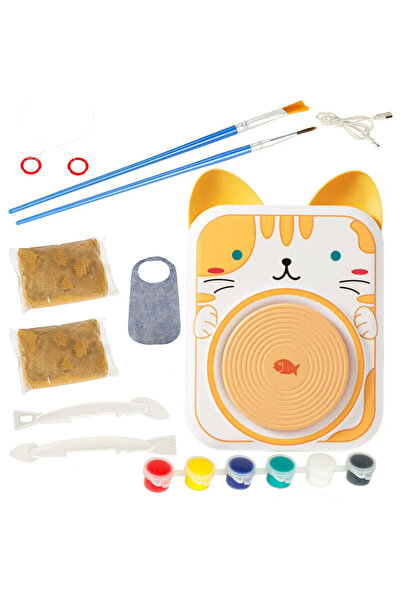 zola Set de olarit pentru copii, Zola, roata olarului model pisica, lut, instrumente de modelat, acuarele