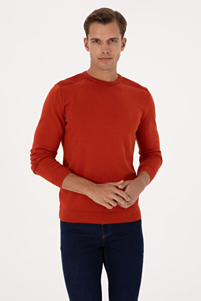 U.S. Polo Assn. Men's Slim Fit Crew Neck Tile Basic Sweater 50307779-Vr031