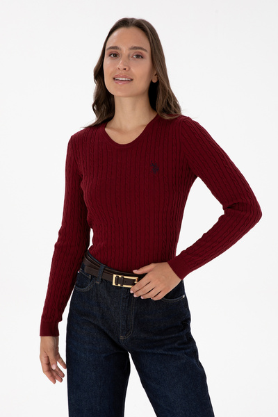U.S. Polo Assn. Women's Burgundy Basic Sweater 50313626-Vr014