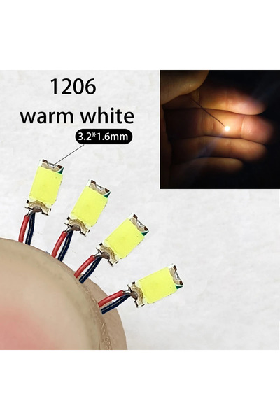 Choice9 1206 أبيض دافئ 40 قطعة/الوحدة 0402 0603 0805 1206 سلك LED SMD لقطار نموذج HO N OO مقياس أحمر أسود Li